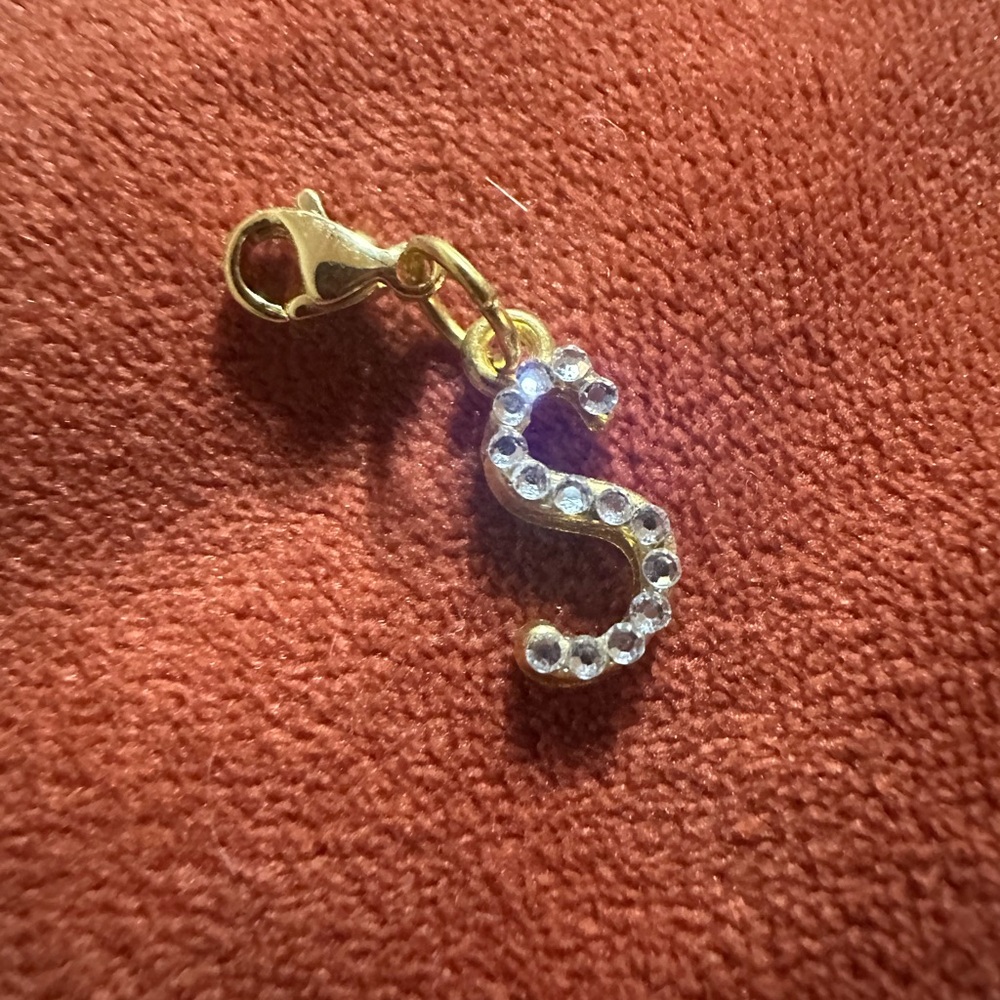 Gold-Plated Swarovski Crystal 'S' Initial Charm Pendant - Personalized